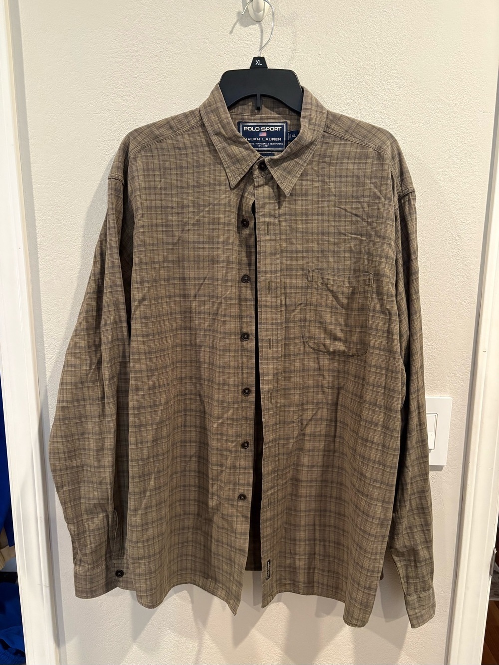 Polo Sport Ralph Lauren men's long-sleeve plaid button-down shirt size XL EUC